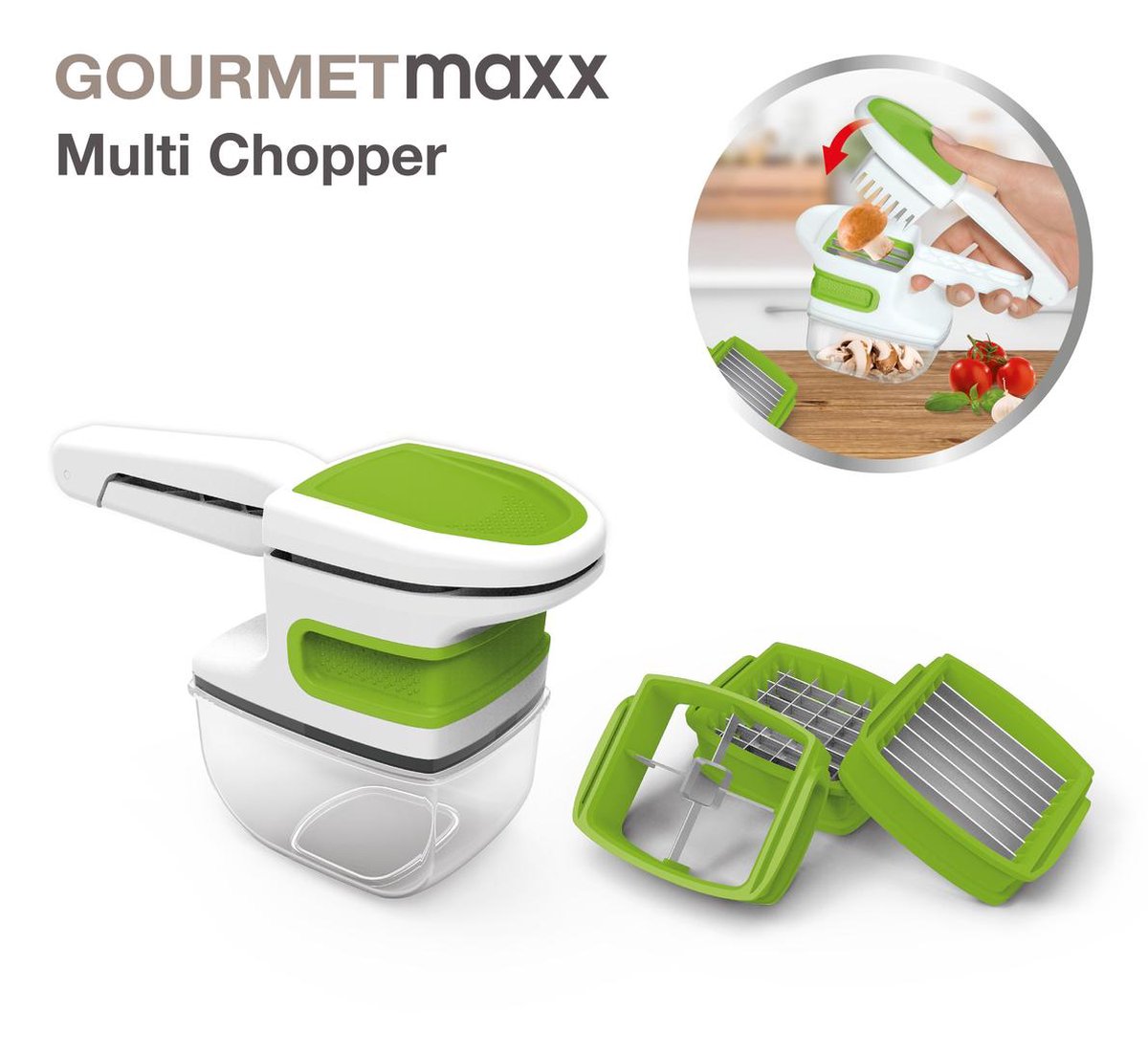 Gourmetmaxx Chopper 4 parts Mini snijmachine Keukenhulp - messenvervanger