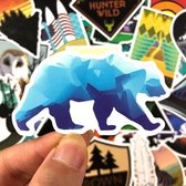 50 Outdoor stickers - Thema reizen, natuur, camping, wilde dieren