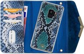 Samsung Galaxy S9 Hoesje - Mobilize - Velvet Serie - Kunstlederen 2in1 Case / Clutch - Royal Blue Snake - Hoesje Geschikt Voor Samsung Galaxy S9