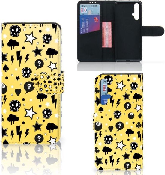 Téléphone Portable Couverture Standing pour Honor 20 Coque Punk Jaune