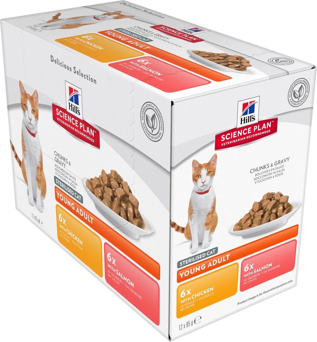 24x85g Young Adult Sterilised Cat Kip (12x) & Zalm (12x) Hill's Science Plan Kattenvoer