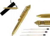 Tactische Pen - Goud - Aluminium - Kubotan Punt voor Zelfverdediging - Met hoesje en 3 vullingen
