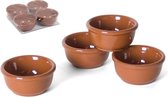 Set van 4x Serveerschaaltjes voor tapas/snacks/sausjes en borrelhapjes 7 x 7 cm - terracotta serveerschaaltjes