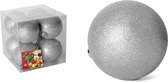Gerim Kerstballen - 8 stuks - zilver - kunststof - glitters - D7 cm