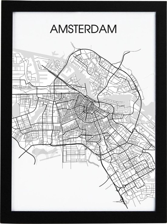 Beste bol.com | HOOMstyle Steden Poster Amsterdam plattegrond inclusief SE-78