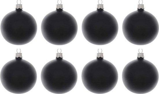 8x Zwarte glazen kerstballen 10 cm - Mat/matte - Kerstboomversiering zwart  | bol.com