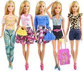 Vakantie kleding set met tassen en koffer voor modepoppen - Kleertjes passen op barbie