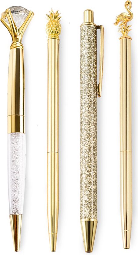 Balpen set – set van 4 luxe balpennen – goud