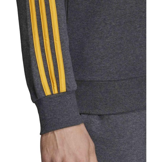 adidas Essentials 3-Stripes Crew sweater heren grijs/geel " | bol.com
