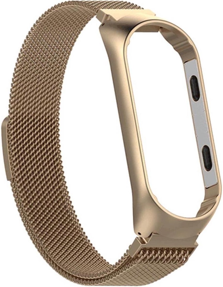 Xiaomi Mi Band 3 & 4 - Wearablebandje - Milanees bandje - Magnetisch - Champagne