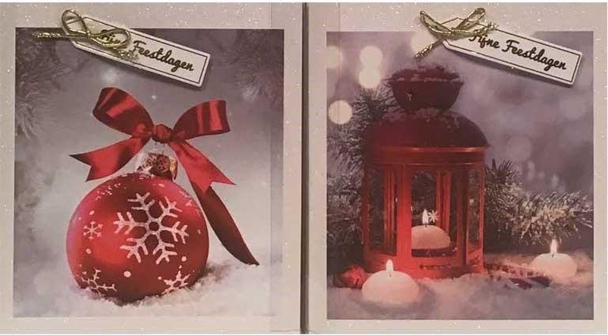 Luxe Glitter Kerstkaarten met Enveloppen 4x8 bol