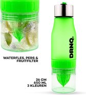 DRNQ. Drinkfles Fruitfilter waterfles met Sap Recepten - 650ml - Vaatwasser bestendig - Lemon Lime