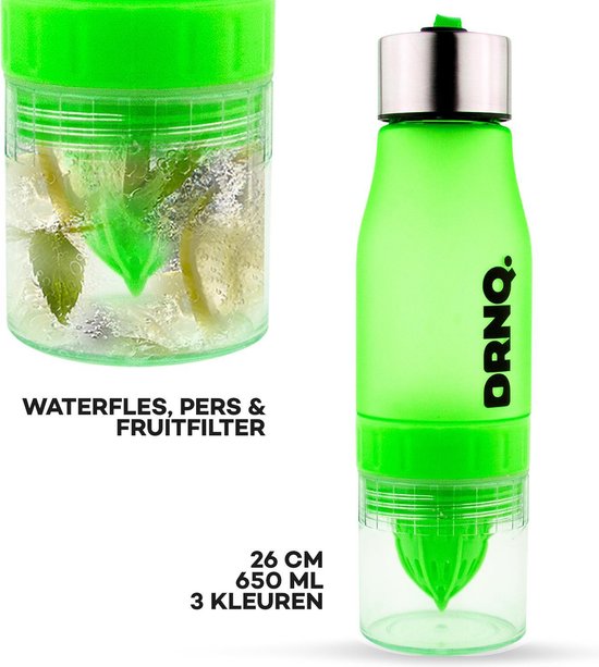 Aanhoudend cowboy Tegenwerken DRNQ. Drinkfles Fruitfilter waterfles met Sap Recepten - 650ml - Vaatwasser  bestendig... | bol.com