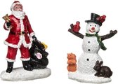 Kerstdorp accesoires - Kerstman plus Sneeuwman