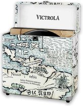 Victrola Retro Platenkoffer met Vintage Opdruk Wit