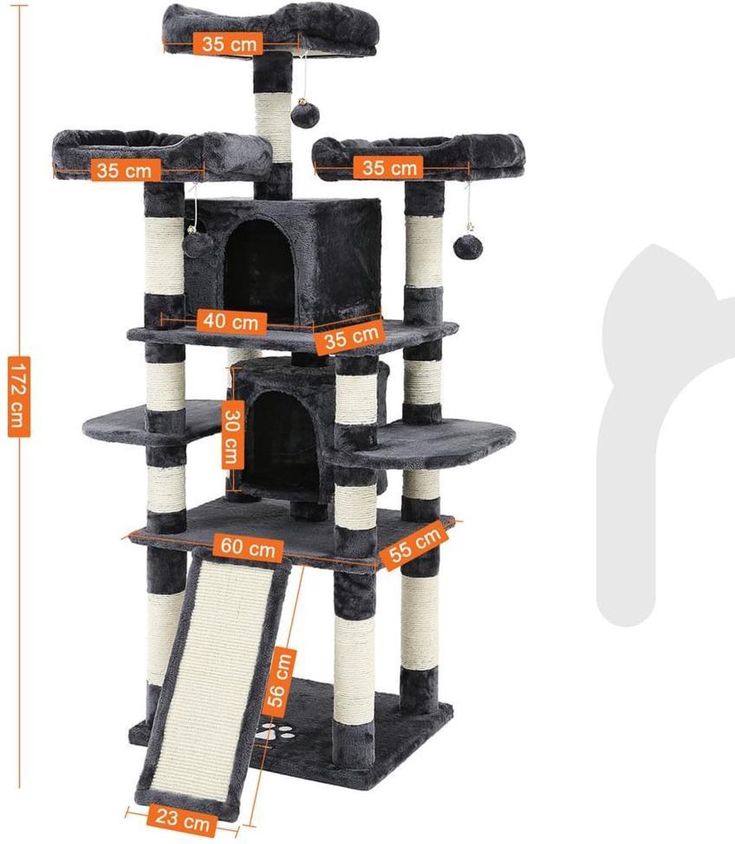 FEANDREA krabpaal, krabpaal met groot platform, rookgrijs PCT51G