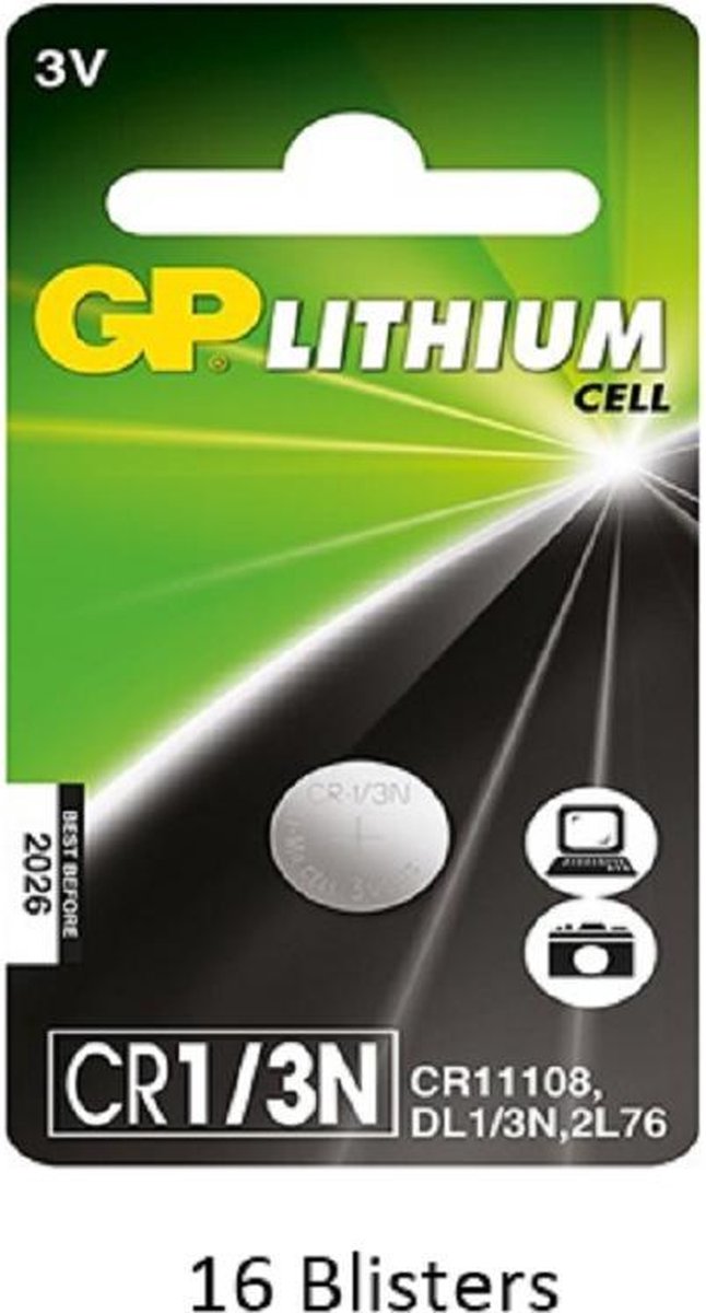 8 stuks (8 blisters a 1 stuks) GP Batteries Lithium Cell CR1/3N Single-use battery 3 V