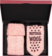 Homepads sokken wol - roze (in cadeauverpakking) -  Maat: 35-38