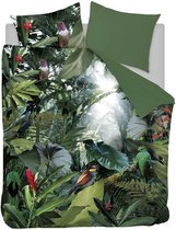 Snoozing Tropical Birds - Flanel - Dekbedovertrek - Lits-jumeaux - 260x200/220 cm + 2 kussenslopen 60x70 cm - Groen