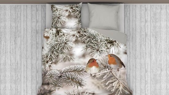 Snoozing Pine - Flanel - Dekbedovertrek - Lits-jumeaux - 240x200/220 cm + 2 kussenslopen 60x70 cm - Grijs van Snoozing — afbeelding 4