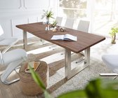 Massief houten tafel Live-Edge Acacia bruin 260x100 blad 3,5 cm breed boomtafel