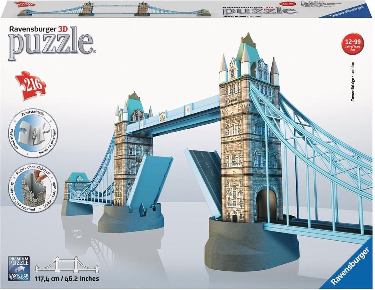 Ravensburger Tower Bridge- 3D puzzel gebouw - 216 stukjes | bol.com