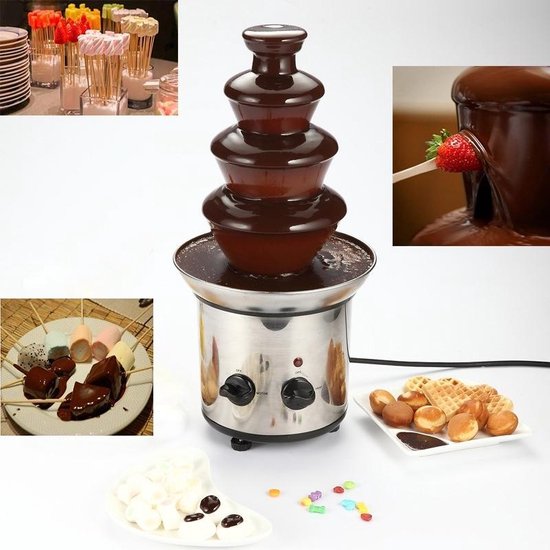 2 stuks 4 lagen elektrische chocolade fontein chocolade smelt Fondue  waterval machine | bol.com