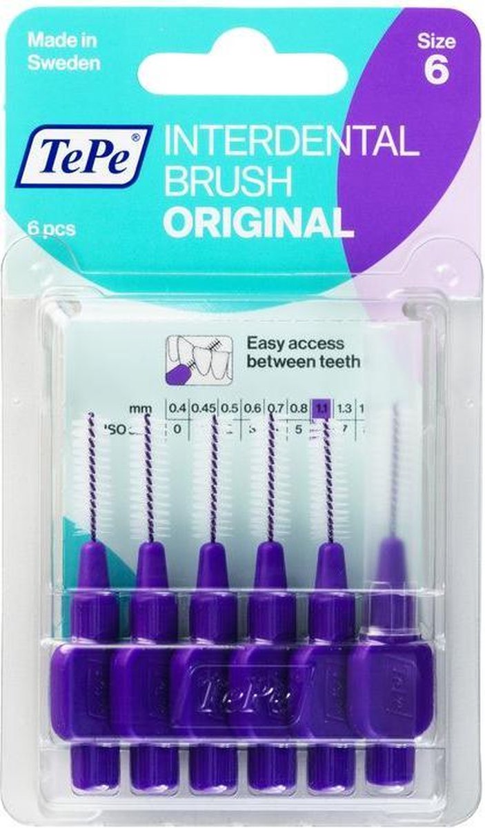 2x Tepe Interdentale Rager Origineel 1.1 mm Lila - 6 stuks