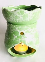 Oliebrander groen keramiek 12cm Aromabrander voor geurolie of wax smelt