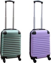Travelerz kofferset 2 delig ABS handbagage koffers - met cijferslot - 27 liter - lila - groen