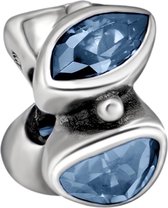 Quiges - 925 - Zilveren - Bedels -Sterling zilver - Beads - Zirkonia Donkerblauw Kraal Charm - Geschikt – voor - alle bekende merken - Armband Z608