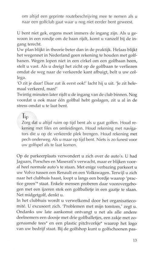 Pagina met tekst over golf, met een kleine tip-box.