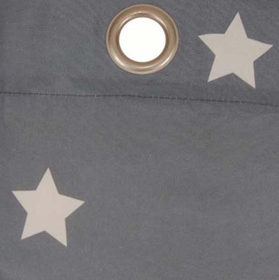 Klant-en-klaar gordijn grijs met witte sterren print, met ringen, 140x270cm  | bol.com