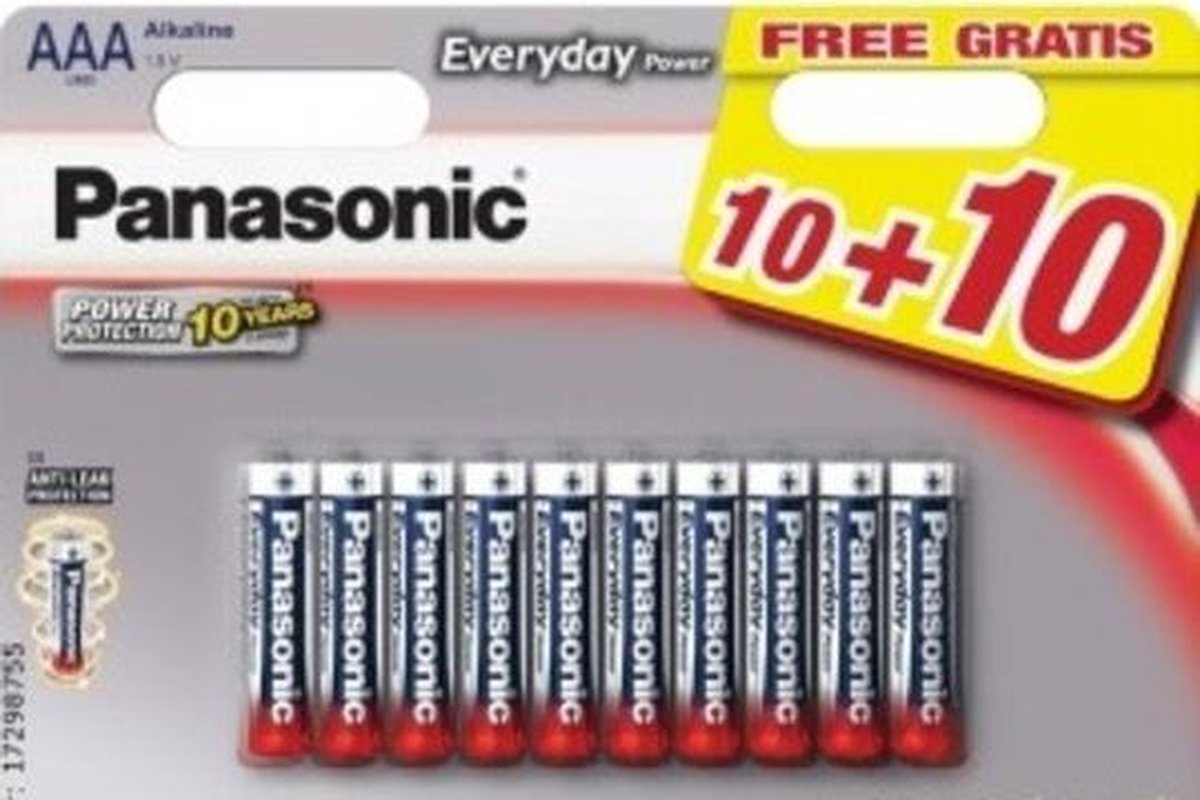 20 stuks Panasonic LR03 (AAA) Everyday Power batterijen