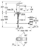 GROHE Eurocube Wastafelkraan - Medium uitloop - Met trekwaste - Chroom