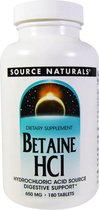 Source Naturals, Betaine HCL, 650 mg, 180 tabletten