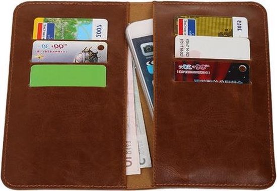 Bruin Pull-up Medium Pu portemonnee wallet voor Sony Xperia E3