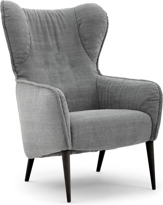 Bijlage Geweldige eik Middellandse Zee Landelijke fauteuil Lilly stof grijs met donkerbruine poten (zithoogte 42  cm) | bol.com