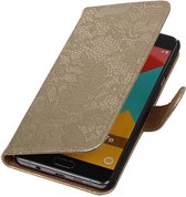 Mobieletelefoonhoesje.nl - Samsung Galaxy A7 2016 Hoesje Bloem Bookstyle Goud
