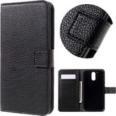 Grain lederlook cover wallet case hoesje Motorola Moto G 4de generatie zwart