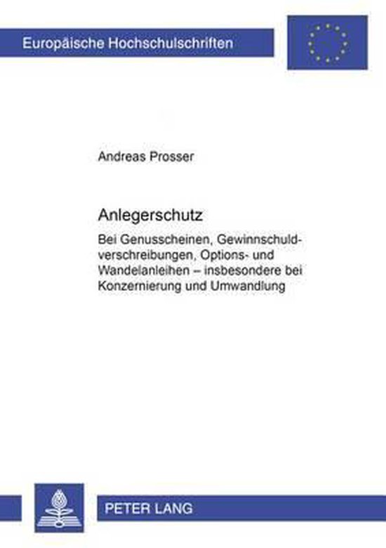 Anlegerschutz bei Genussscheinen, Gewinnschuldverschreibunge ... - cover