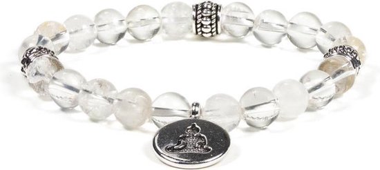 Bracelet Mala Cristal de Roche Élastique avec Bouddha