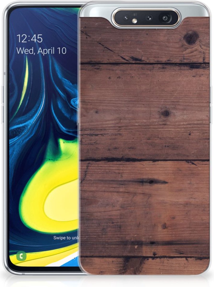 Back Cover voor Samsung Galaxy A80 Bumper Hoesje Old Wood