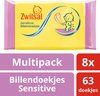 Zwitsal Billendoekjes Sensitive - 8 x 63 stuks - Baby - Voordeelverpakking