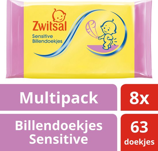 Zwitsal Billendoekjes Sensitive - 8 x 63 stuks - Baby - Voordeelverpakking  | bol.com