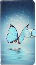 Magic blauw vlinder agenda wallet hoesje Telefoonhoesje geschikt voor Samsung Galaxy M20