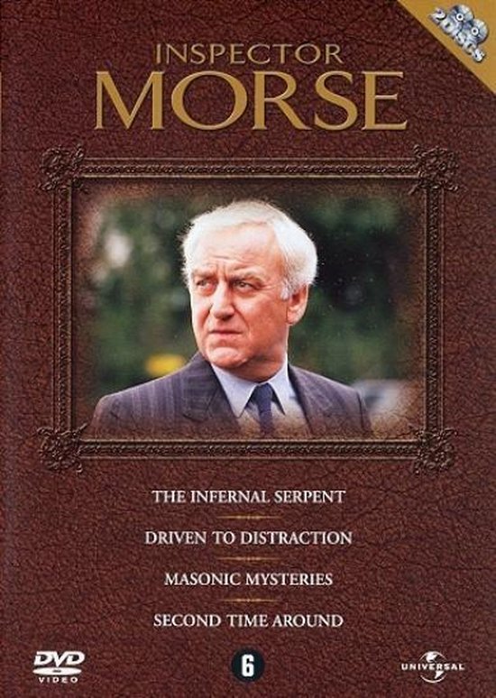 Inspecteur Morse, 2 discs. DVD-hoes met een portret van John Thaw als Inspecteur Morse.
