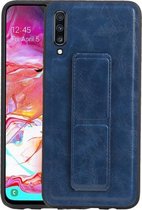 Grip Stand Hardcase Backcover voor Samsung Galaxy A70 Blauw