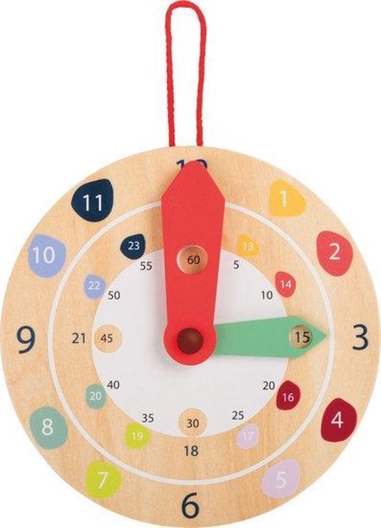 Stap gelijktijdig kapok Educatieve houten klok - leer klok kijken! - leerklok houten speelgoed  vanaf 4 jaar | bol.com