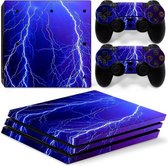 PS4 Pro Sticker Thunder - PS4 Pro Onweer Skin Sticker - 1 Console Skin + 2 Controller Skins
